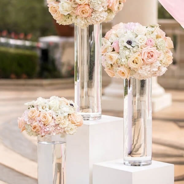 Clear Glass Vase Table Flowers Vase for Wedding Decor Set of 2 
