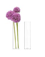 H-14" W-3" Glass Cylinder Bud Vase, Mini Flower Tabletop Vase (Pack of 18 pcs)