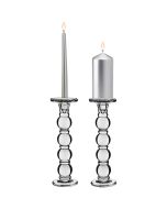 Pillar & Taper Candle Holders. H-11.5" D-3.5" Bubble Glass Candlesticks