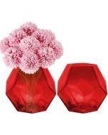 red geometry glass vases