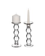 Glass pillar and taper candle holders