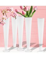 white trumpet valentines vases