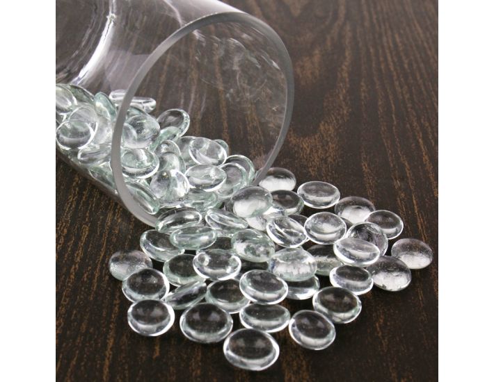 Vase Filler Glass Flat 0.6 Aquarium Gemstones Clear, Pack of 28 lbs