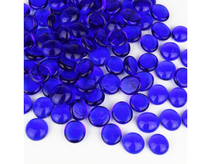 Flat Glass Marbles - Cobalt Blue (Bag of 75 marbles)