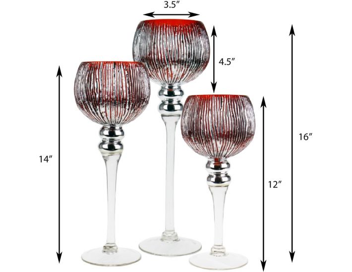 Charisma Set of 3 Hurricanes glassware candle Cups Large Great Same Day Shipping 
