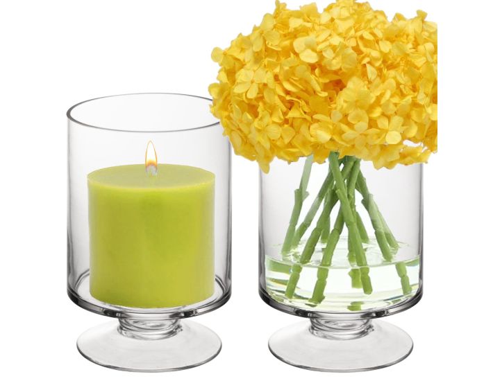 12pcs Clear Glass Square Cubic Vase H-8" Open-4" Wedding Floral Candle Decor 