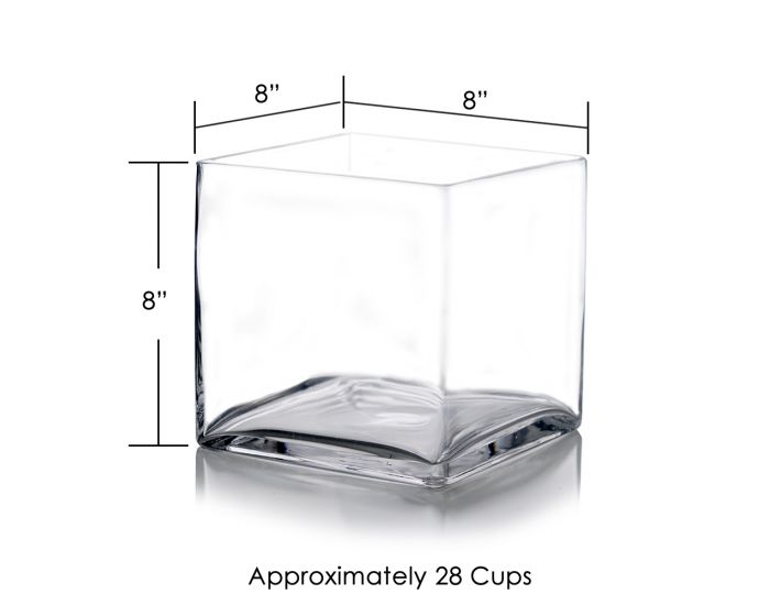 8 Inch 8" x 8" x 8" Oversize Centerpiece Clear Large Square Glass Vase Cube 
