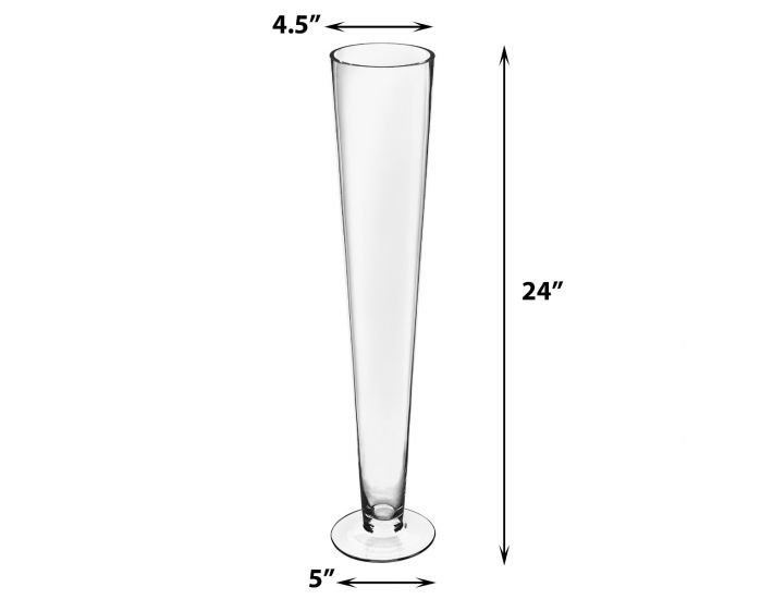 clear glass large stem vase conical floor trumpet vase centrepiece 60cm/24inch 
