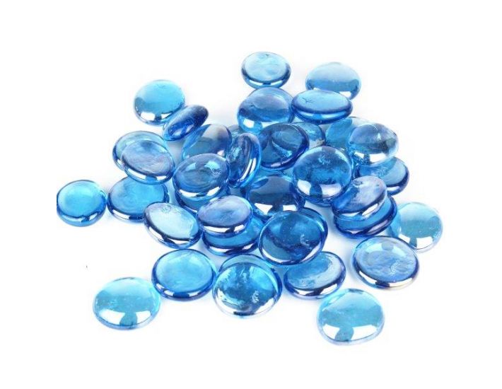 Glass Flat Marbles, Sky Blue