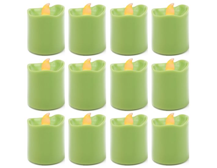 144 pcs LED Flameless Votive Candle H-1.5 D-1.5, Green Casing