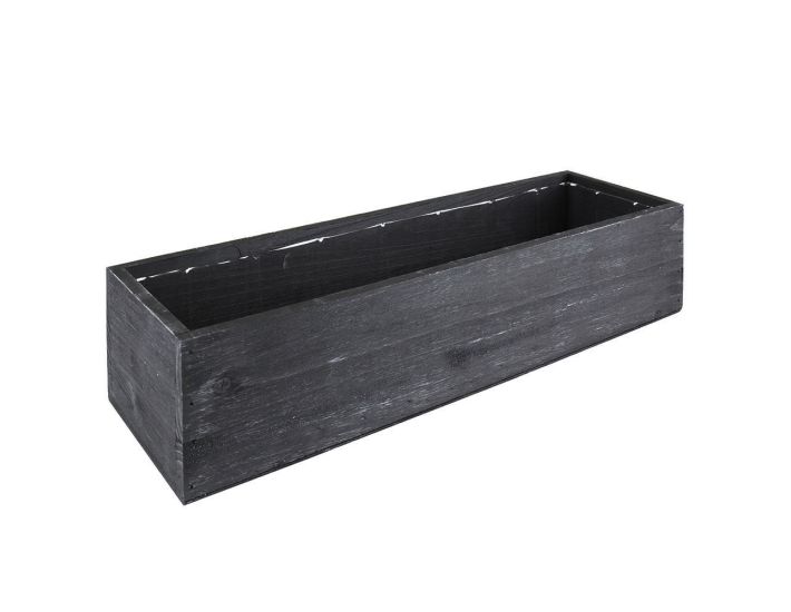 4 x 10 x 5 in, Rectangle Wood Box Planter with Plastic Insert Liner