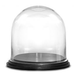Clear Glass Display Dome 13" x 6" Cloche Bell Jar With Wooden Base Display Stand 