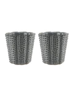 Hobnail Tapered H-4.5" Ceramic Gray Cylinder Vase, Pack of 2 pcs