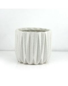 White Geometric Ceramic Planter Pot H-5" D-5.5" (Pack of 12)