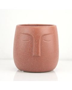 Brick Red Mini Face Ceramic Planter Pot H-5" D-5.5" (Pack of 12)