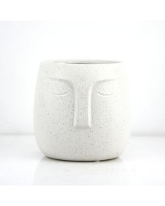 White Mini Face Ceramic Planter Pot H-5" D-5.5" (Pack of 12)