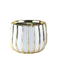White and Gold Ceramic Planter Pot H-4.75" D-6" (Pack of 12)