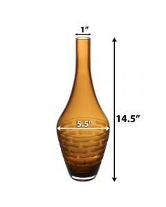 Amber Orange H-14.5" D-1" Carved Decorative Vase
