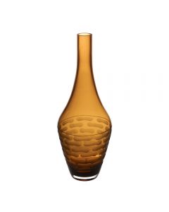 Amber Orange H-14.5" D-1" Carved Decorative Vase