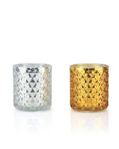 gold and silver glass candle holders