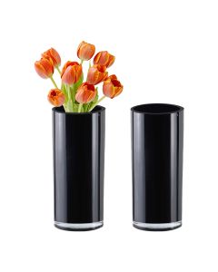 Black glass cylinder vases