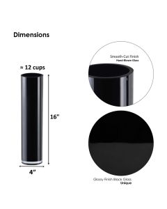 BLACK GLASS CYLINDER VASES