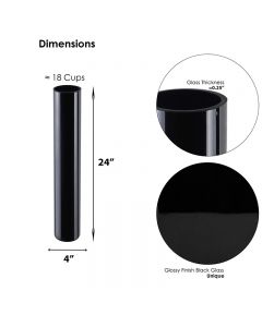 Black Glass Cylinder Vase. D-4", H-24"  Wedding Centerpieces, Pack of  6 pcs
