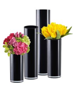 black glass cylinder vases