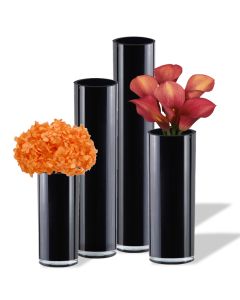 Black glass cylinder vases