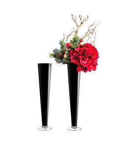 6PCS Glass Trumpet Vase H-24"-28"-32", Black or Clear Color Option