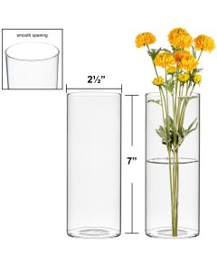 H-7" W-2.5" Glass Cylinder Bud Vase (Pack of 72)