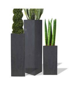 tall wood planters gray brown