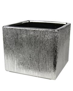 etched silver square vases