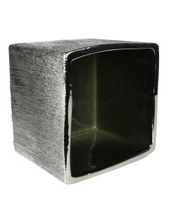 etched silver square vases