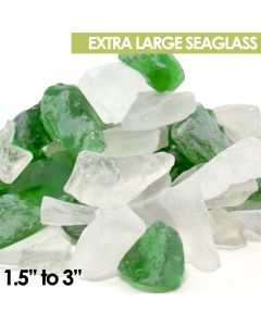 Frosted Clear Green Sea Glass Large Crushed Vase Filler Aquarium Nautical Decor