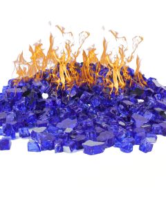 Fire Pit Glass Fire Glass 1/2" Diamond Blue Reflective