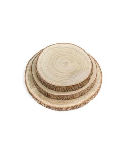3 pieces of wood slices with bark