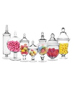 Pack of 4 - Glass Apothecary Jars, Candy Buffet Displays (Multiple Style Options)