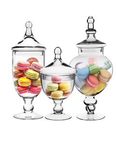 Pack of 4 - Glass Apothecary Jars, Candy Buffet Displays (Multiple Style Options)