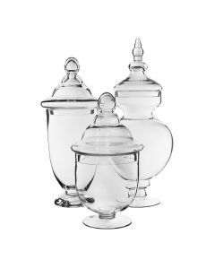 glass apothecary jars set of 3