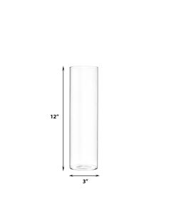 H-12" W-3" Glass Cylinder Bud Vase, Mini Flower Tabletop Vase (Pack of 18 pcs)