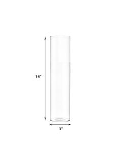 H-14" W-3" Glass Cylinder Bud Vase, Mini Flower Tabletop Vase (Pack of 18 pcs)