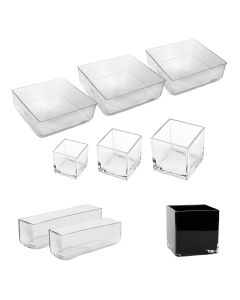 Cube, Rectangular, or Square Clear Glass Vase (Multiple Size Options)