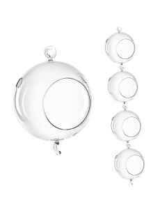 5" Hanging Glass Tea Light Candle Holder, Double Hooks (Multiple Packing)