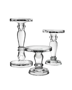 Bubble Glass Pillar Taper Candle Holder 5 inches set of 3