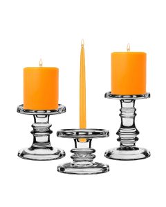 Classic Glass Candlesticks, Pillar & Taper Candle Holders.Set of 3, Pack of 4 Sets