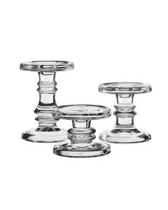 Glass Candle Holder Set of 3 H-3.25", 4.5", 6.25" with 10" x 4" Gold Flecked Chimney Tubes