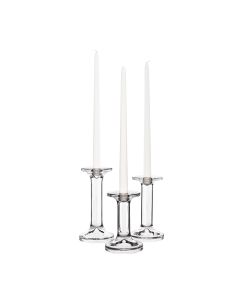 Christmas Glass Candlesticks, Taper & Pillar Candle Holders. Set of 3