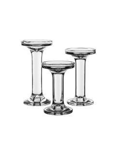 Christmas Glass Candlesticks, Taper & Pillar Candle Holders. Set of 3