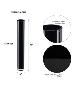 Large Black Glass Cylinder Vase. D-6" H-40", Wedding Centerpieces (Multiple Packing)